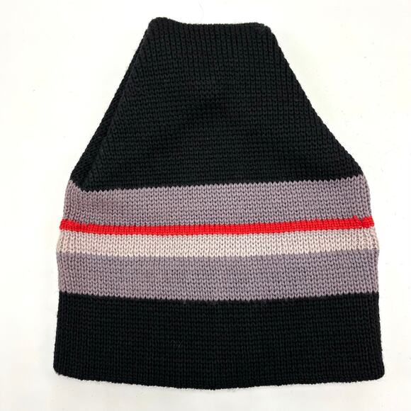 Vintage Wigwam Mills Wool Beanie Black Gray Red Striped Ski Hat Cap 80s 90s USA - Picture 1 of 7